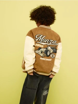 Reserved - Kurtka bomber z imitacji zamszu - brązowy