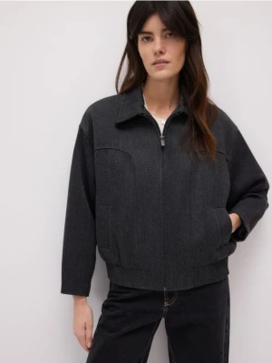 Reserved - Kurtka bomberka z domieszką wełny - ciemnoszary