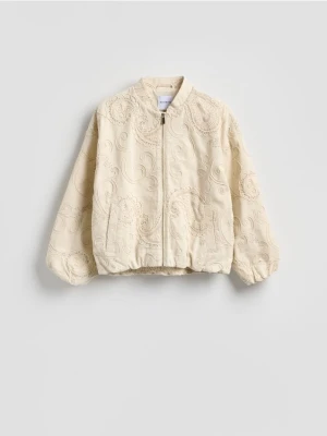 Reserved - Kurtka bomberka z haftem - beżowy