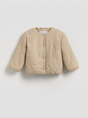 Reserved - Kurtka bomberka z haftem - beżowy