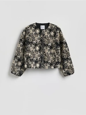Reserved - Kurtka bomberka z haftem - czarny
