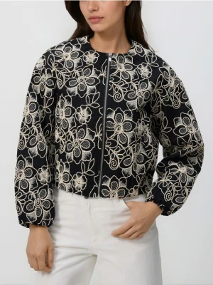 Reserved - Kurtka bomberka z haftem - czarny