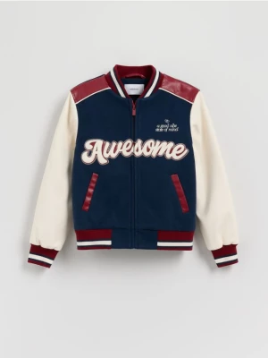 Reserved - Kurtka bomberka z haftem - granatowy