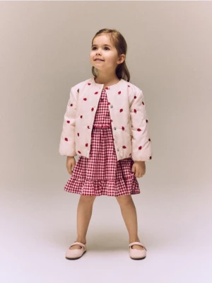 Reserved - Kurtka bomberka z haftem - pastelowy róż