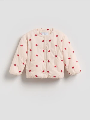 Reserved - Kurtka bomberka z haftem - pastelowy róż