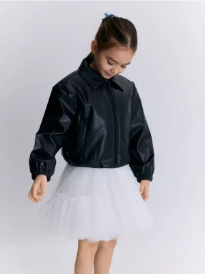 Reserved - Kurtka bomberka z imitacji skóry - czarny