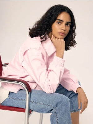 Reserved - Kurtka bomberka z imitacji skóry - różowy
