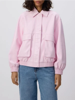 Reserved - Kurtka bomberka z imitacji skóry - różowy