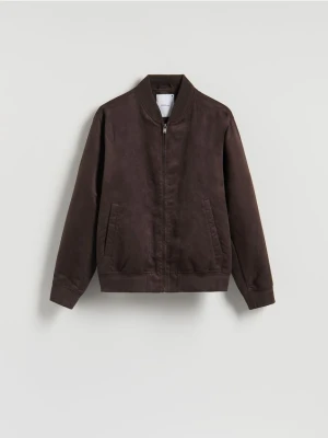 Reserved - Kurtka bomberka z imitacji zamszu - ciemnobrązowy