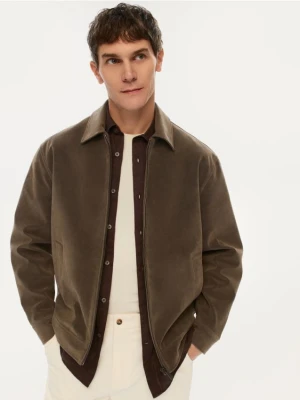 Reserved - Kurtka bomberka z imitacji zamszu - ciemnoszary