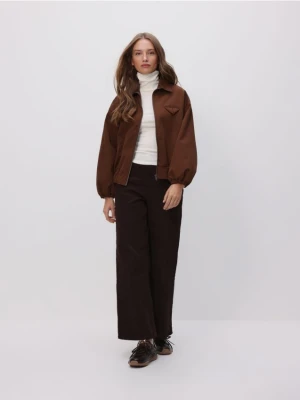 Reserved - Kurtka bomberka z kołnierzykiem - brązowy