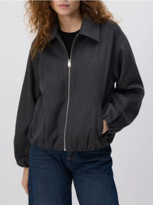 Reserved - Kurtka bomberka z kołnierzykiem - ciemnoszary