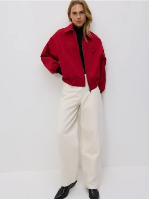Reserved - Kurtka bomberka z kołnierzykiem - czerwony