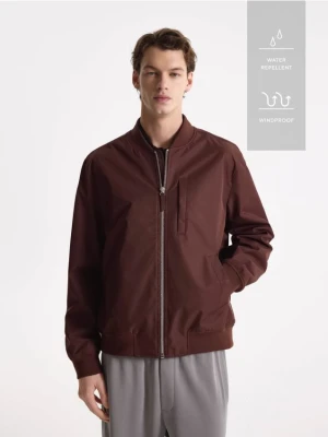 Reserved - Kurtka bomberka ze stójką - ciemnobrązowy