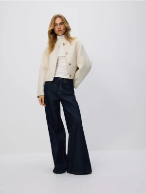 Reserved - Kurtka handmade z wełną - kremowy