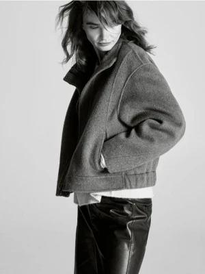 Reserved - Kurtka handmade z wełną - szary