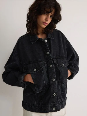 Reserved - Kurtka jeansowa oversize - czarny