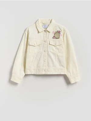 Reserved - Kurtka jeansowa Pusheen - złamana biel