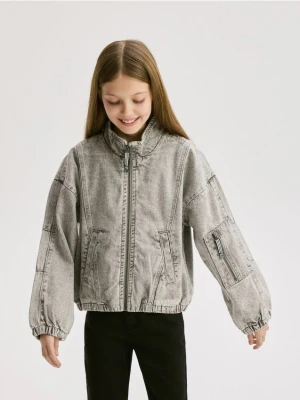 Reserved - Kurtka jeansowa z efektem sprania - jasnoszary
