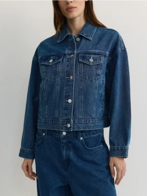 Reserved - Kurtka jeansowa z haftem na plecach - niebieski