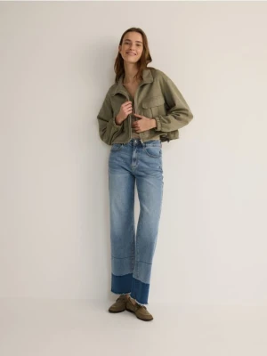 Reserved - Kurtka oversize z imitacji zamszu - jasnozielony