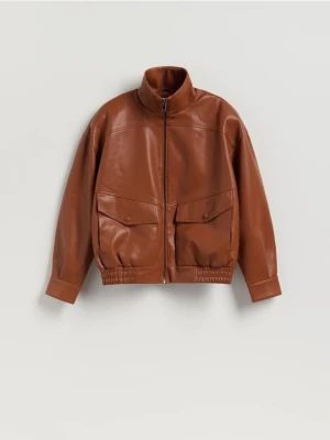 Reserved - Kurtka oversize z wysoką stójką - miedziany