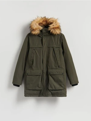 Reserved - Kurtka parka z kapturem - ciemnozielony