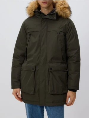 Reserved - Kurtka parka z kapturem - ciemnozielony