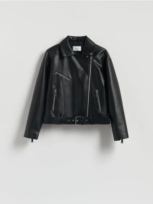 Reserved - Kurtka ramoneska z paskiem - czarny