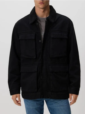 Reserved - Kurtka sherpa z kołnierzem - czarny