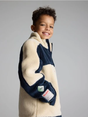 Reserved - Kurtka sherpa ze stójką - granatowy