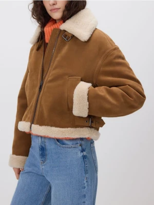 Reserved - Kurtka typu kożuch - brązowy