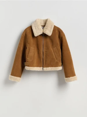 Reserved - Kurtka typu kożuch - brązowy
