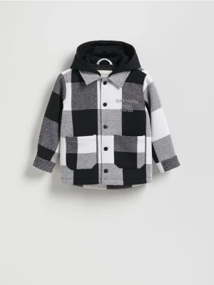 Reserved - Kurtka w kratę z kapturem - jasnoszary