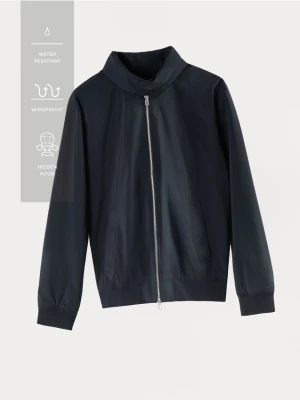 Reserved - Kurtka z chowanym kapturem - granatowy