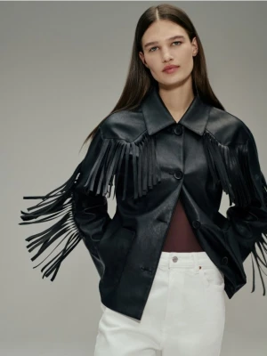 Reserved - Kurtka z frędzlami - czarny