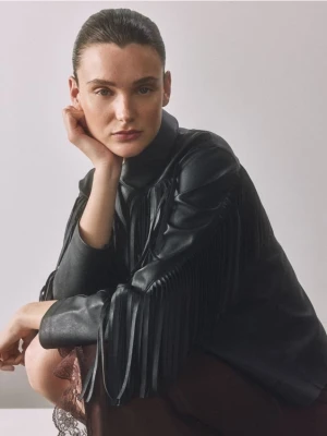 Reserved - Kurtka z frędzlami - czarny