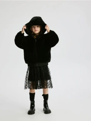 Reserved - Kurtka z futerkowego materiału - czarny