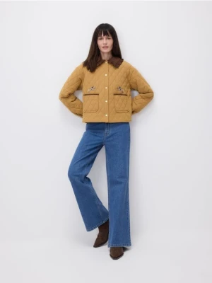 Reserved - Kurtka z haftowanym wzorem - bursztynowy