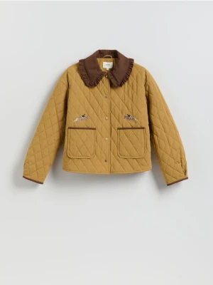 Reserved - Kurtka z haftowanym wzorem - bursztynowy