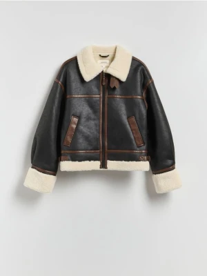 Reserved - Kurtka z imitacją kożucha - czarny