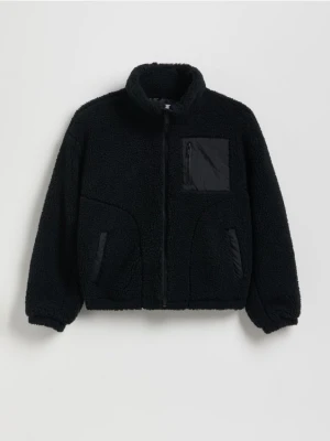 Reserved - Kurtka z imitacji baranka - czarny
