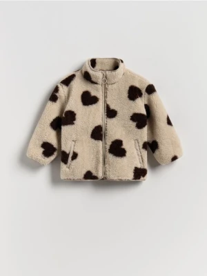 Reserved - Kurtka z imitacji baranka - złamana biel