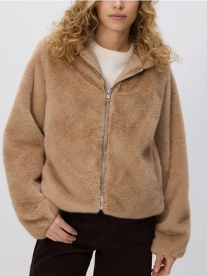 Reserved - Kurtka z imitacji futra - beżowy