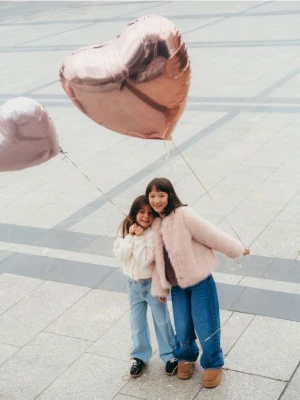 Reserved - Kurtka z imitacji futra - pastelowy róż