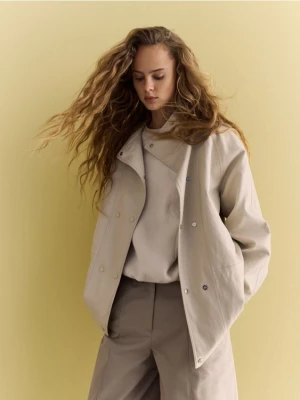 Reserved - Kurtka z imitacji skóry - beżowy