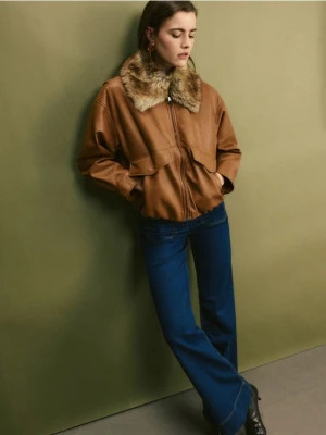 Reserved - Kurtka z imitacji skóry - brązowy