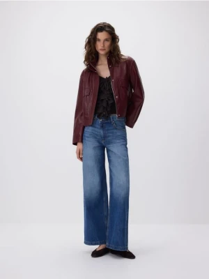 Reserved - Kurtka z imitacji skóry - burgundowy