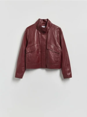 Reserved - Kurtka z imitacji skóry - burgundowy