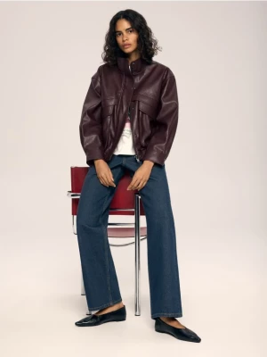 Reserved - Kurtka z imitacji skóry - burgundowy